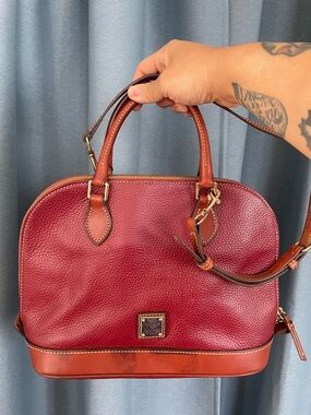 Dooney & Bourke Pebble Grain Leather Red Zip Zip Satchel